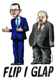 Ryszard Dąbrowski - Flip (premier ministre Morawiecki) et GLAP (Glapinski - président de la Banque nationale de Pologne) - Original Illustration