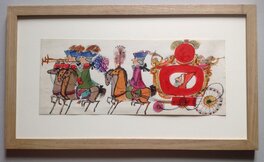 L'original couleur directe de Ronald Searle encadré au Format entier de 28 par 48,5 Cm . L'original couleur directe de Ronald Searle encadré au Format entier de 28 par 48,5 Cm .