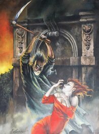 La Faucheuse et la dame en rouge - couverture gothique/mystique