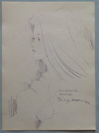 Philippe Cavell Dédicace Pin up Sexy Jessica Lingari , dessin sur Feuille Année 1984 réalisée dans un Salon BD Paris Convention