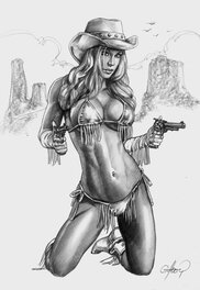 Claudio Aboy - Cowgirl - Illustration originale