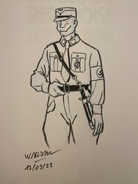 François Warzala - François Warzala, illustration originale, un sinistre SA extrait de l'univers de l'album 'La Trilogie Berlinoise". - Original Illustration