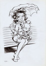 Original Illustration - Petit Spirou et Mlle Chiffre