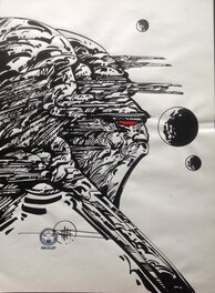 Philippe Druillet - Druillet Guerrier Galactique Tête Hurlante MÉTAL HÉROS Encre Chine illustration Planche Originale Dessin Original Metal Hurlant - Original Illustration