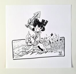 oTTami - Dessin original de l'Inktober 2022 : Okamiden par oTTami ! - Illustration originale