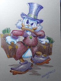 Illustration originale "MC DUCK WITH TWO SIMPLE BAGS"