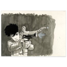 David Tako - Illustration originale, Inktober, Green Class « Battle » - Original Illustration