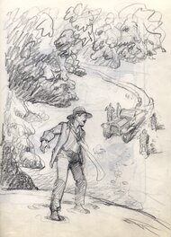 Florenci Clavé - Premier Croquis couverture. Voyages en Amertune. "Sable et neige" - Original art