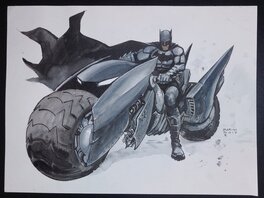 Enrico Marini - Batman on motorcycle - Illustration originale
