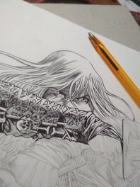 Début de l'illustration au stylo bille (bic)