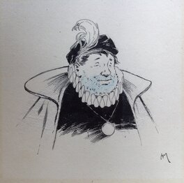 Henry Morin - Henry Morin Don Quichotte de La Manche , 1 Homme gros barbu chapeau...Rare Dessin illustration N&B Encre de Chine 1906 Cervantès - Original Illustration