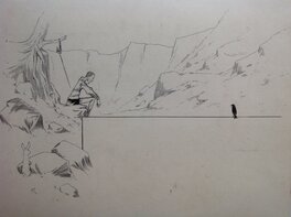 Henry Morin Don Quichotte de La Manche , Le Héros avec Lapin oiseau...Rare Dessin illustration N&B Encre de Chine 1906 Cervantès