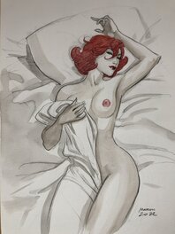 Enrico Marini - In bed with Caprice - Original art