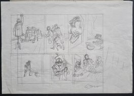 Jean-Pierre Gibrat - Le sursis - crayonné préparatoire page 24 tome 2 - Original art