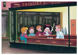 Nighthawks - Hopper meets Mafalda