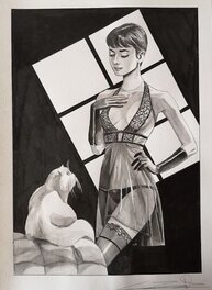 Guiseppe Candita - Audrey and the cat - Illustration originale
