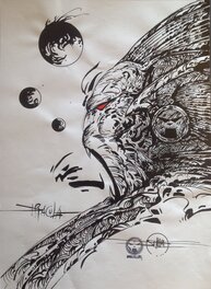 Philippe Druillet - Druillet Dracula Le Roi Vampire MÉTAL HÉROS , illustration Planche Originale Encre de Chine Dessin inédit - Original Illustration