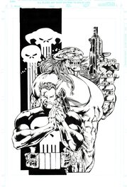 Bryan Hitch - Punisher-Death's HEAD unpublished cover - Couverture originale