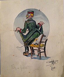 René Pellos - "Fritz a froid" (PELLOS 1916) - Illustration originale