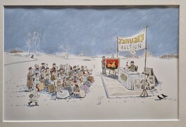 François Avril - January auction - illustration en couleurs pour un calendrier - Illustration originale
