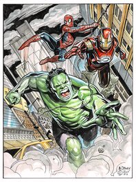Benjamin Dewey - The Hulk, Spider-man & Iron Man - Commission - Original Illustration
