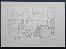 André Juillard - Blake et Mortimer - Happy new year - crayonné - Illustration originale