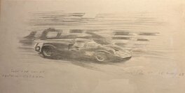 Denis Sire - Le Mans 1968- croquis préparatoire - Œuvre originale