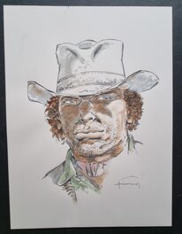 Hermann - Comanche - portrait Red Dust - illustration en couleurs - Illustration originale