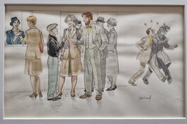 André Juillard - Blake et Mortimer - dessin de recherche en couleurs - crayonne - Original Illustration