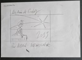 Antonio Lapone - Les amis de Freddy - crayonné carte de voeux - Illustration originale