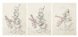Walt Disney - The Autograph Hound Donald Duck Animation Drawing Sequence of 3 (Walt Disney, 1939) - Œuvre originale