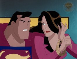 Warner Bros. - Superman: The Animated Series "The Demon Reborn" Superman, and Talia, Al Ghul Production Cel Setup with Master Background (Warne - Original art
