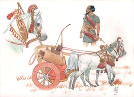 François Plisson - Chars Assyriens - Akarad II - Chasse aux lions - Œuvre originale