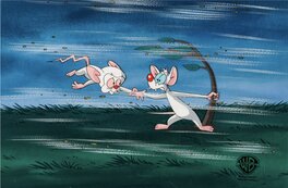 Warner Bros. - Pinky and The Brain "Brain Storm" Pinky and the Brain Production Cel Setup with Key Master Background (Warner Brothers, 1997) - Original art