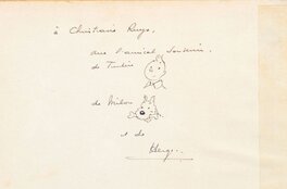 Hergé - dédicace Tintin et Milou Hergé - dédicace Tintin et Milou