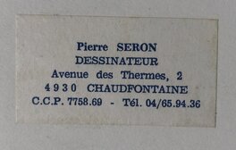Verso : étiquette coordonnée du dessinateur. Verso : étiquette coordonnée du dessinateur.