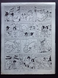 Roger Bussemey - Bussemey Planche Originale 15 Moky et Poupy 5 Moky et Poupy Voleur de Fourrures , indien BD Éo 1959 Coeurs Vaillants et Fleurus - Comic Strip