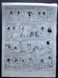 Roger Bussemey - Bussemey Planche Originale 17 Moky et Poupy 5 Moky et Poupy Voleur de Fourrures , indien BD Éo 1959 Coeurs Vaillants et Fleurus - Comic Strip