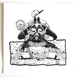 oTTami - Dessin original de l'Inktober 2022 : Panda Style version Tortue Génial ! - Original Illustration