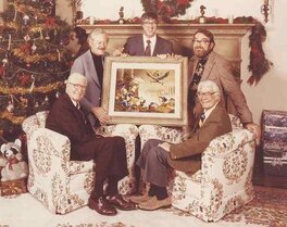 Malcolm Willits with Bruce Hamilton, Russ Cochran, Carl Barks and Floyd Gottfredson