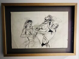 Encadrement d'art sur mesure avec verre musée sur fond gris Encadrement d'art sur mesure avec verre musée sur fond gris