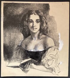 Karel Thole - Portrait de jeune fille qui lit - Original Illustration