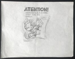 Claude Marin - Mickey - Dessin préparatoire pour le journal. - Œuvre originale