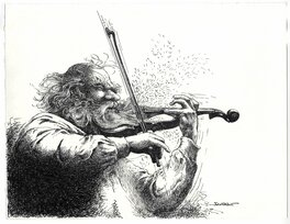 Claude Serre - LE VIOLONISTE BARBU - Original Illustration