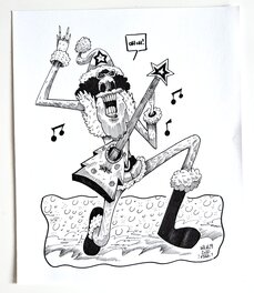 oTTami - Dessin original de l'Inktober 2022 : Brook de One Piece par oTTami ! - Illustration originale