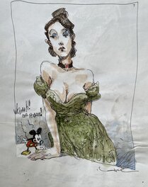 Régis Loisel - Mickey et jeune femme - Original Illustration