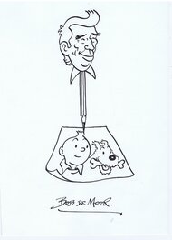 Bob De Moor - Hommage aan Herge - Kuifje en Bobbie en Herge - Original Illustration
