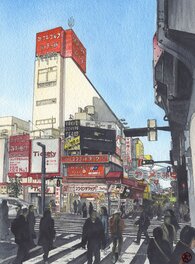 Okachimashi Station et Amayayoko Street à Ueno, Tokyo  19 x 27 cm 2020