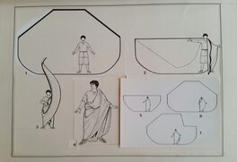 Jean Sidobre - Planche de montage pour un livre sur la Rome antique. - Original Illustration