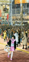 Bruno Watel - Shibuya Station crossing, Tokyo 25,5 x 54 cm 2022 - Original Illustration